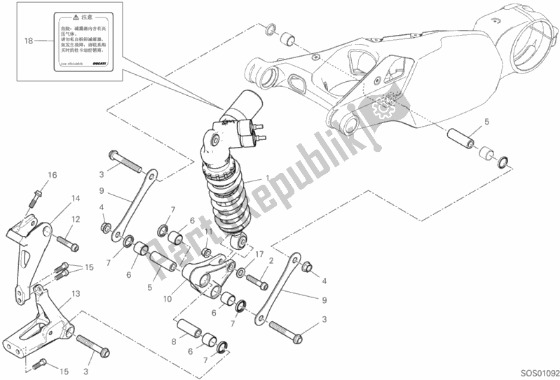 Tutte le parti per il 23a - Ammortizzatore Posteriore del Ducati Superbike Panigale V4 S Thailand 1100 2020